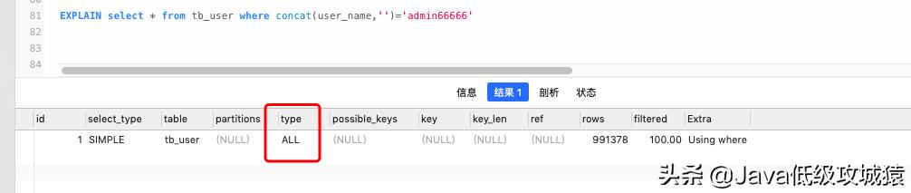 explain怎么查看是否使用了索引,mysql更新索引列会造成索引失效吗