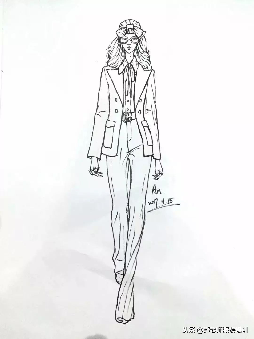 服装画弯线技巧,服装勾线教程