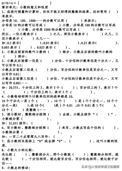 人教版小学六下复习数学知识点,六下数学人教版重点难点题讲解