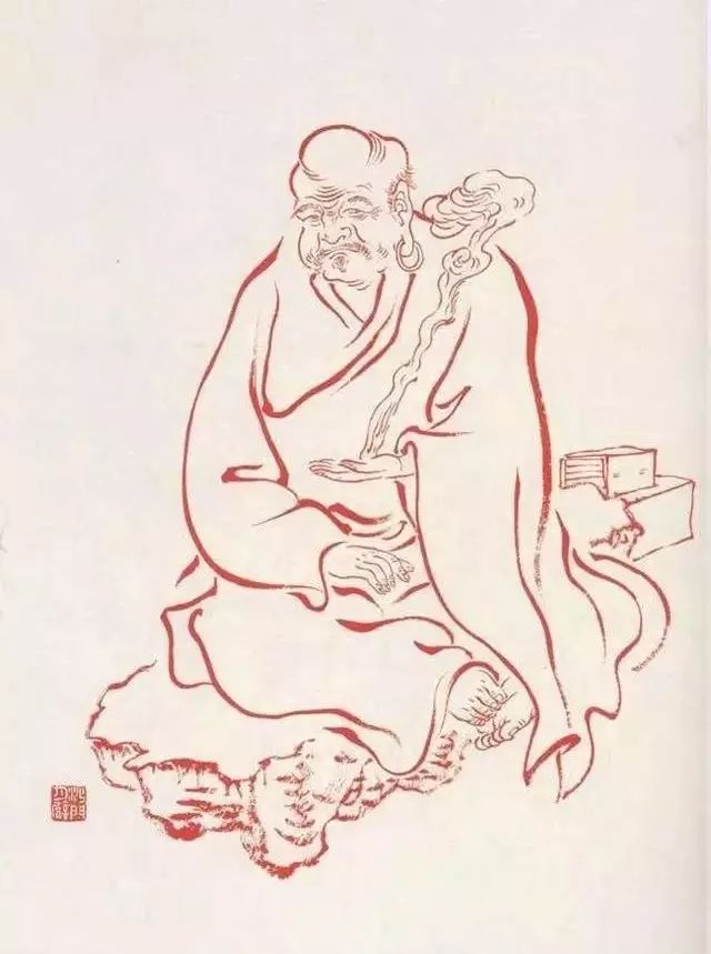 弘一法师的蓝底描金十八罗汉作品,弘一大师100万罗汉图写意