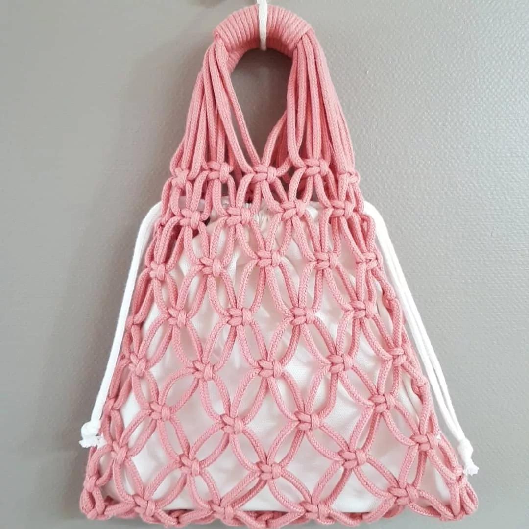 钩织网兜手袋,钩织收纳网兜小包最新