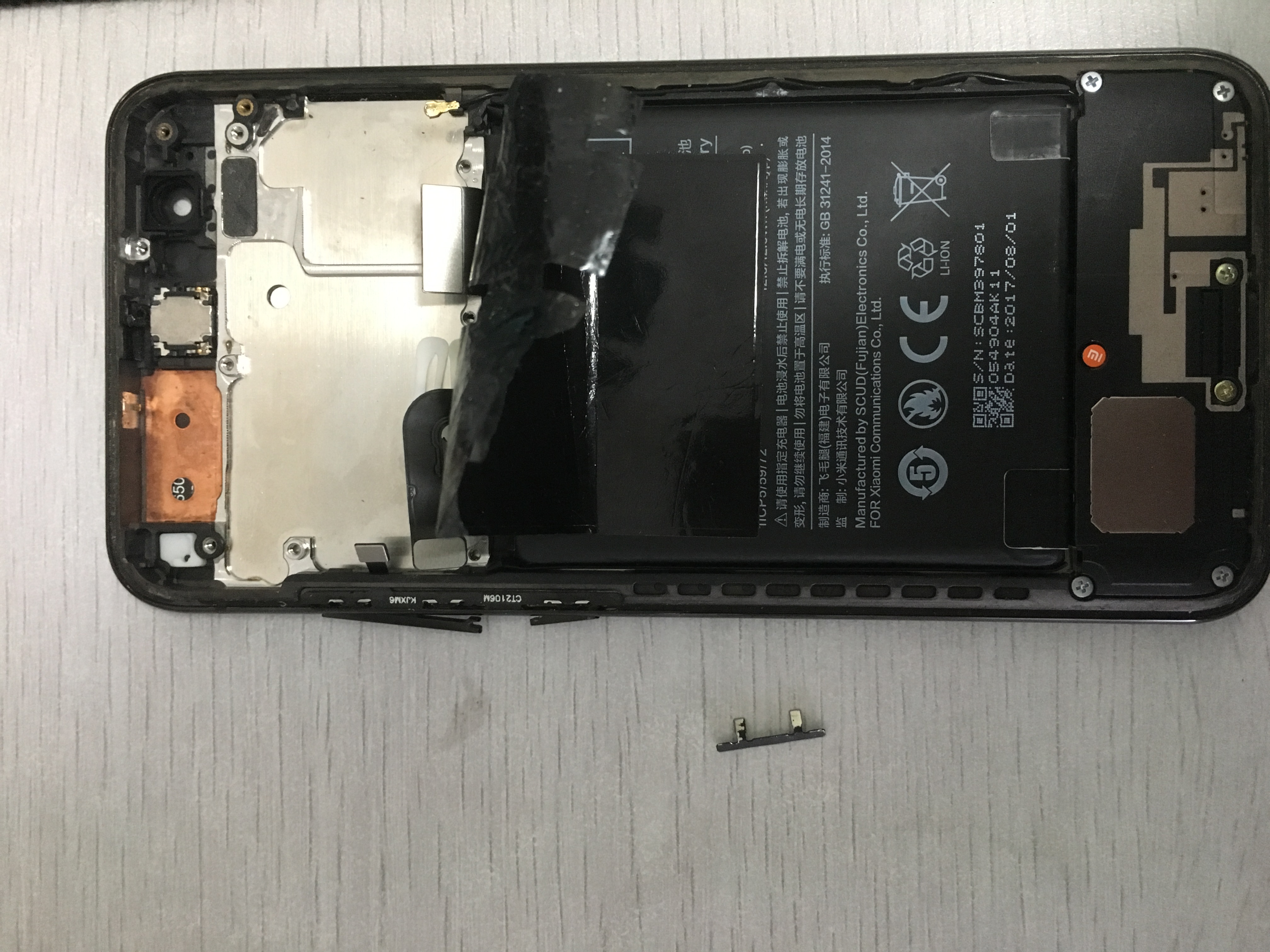 小米8音量键排线更换教程,小米5x音量键排线更换图解