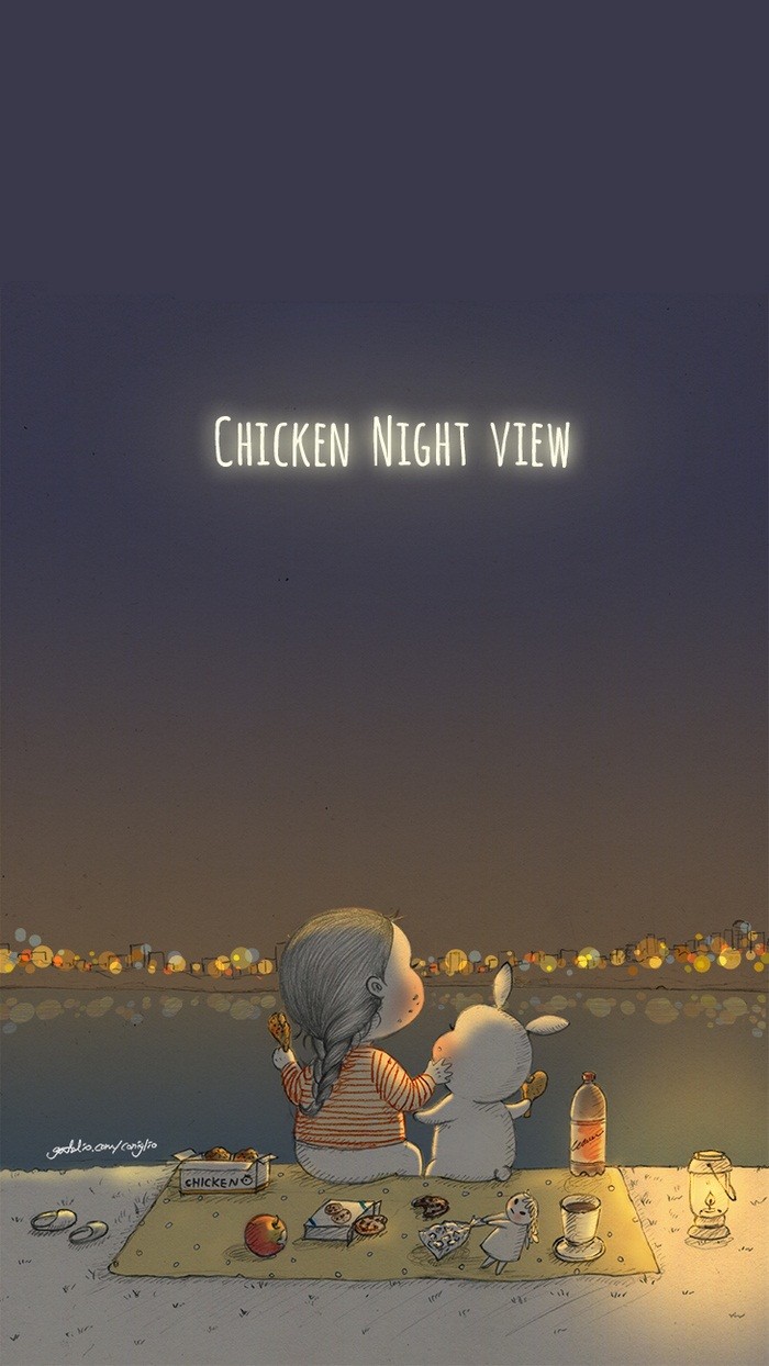 少女与兔子插画,兔子手绘创意插画