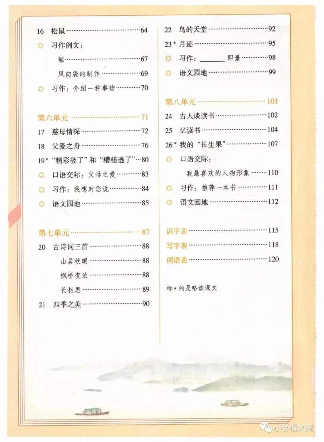 2020版部编版五年级上册语文目录,部编版语文五年级上册教材电子版