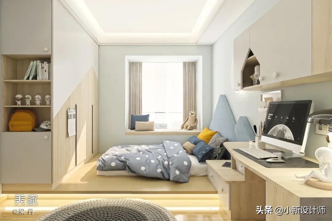 12平榻榻米房间设计带飘窗,小阳台做榻榻米书房装修设计