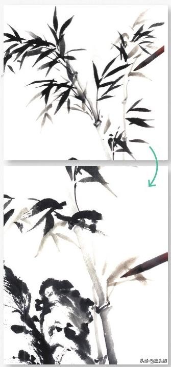 水墨画竹的写意画法,如何欣赏兰竹组合画
