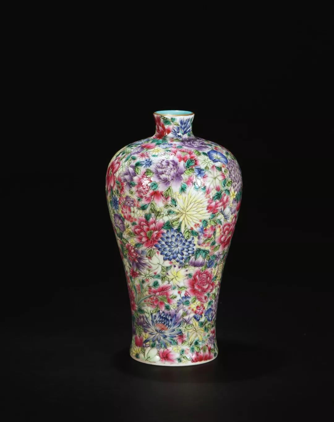 民国粉彩瓷器百花不落地瓶,乾隆粉彩百花不落地瓷器