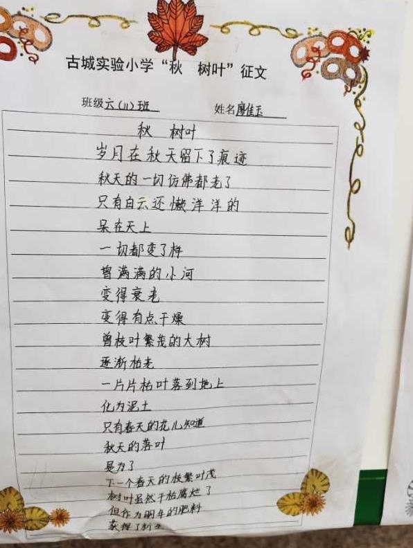 太有创意了!古城实小开展“秋•树叶”为主题的实践活动
