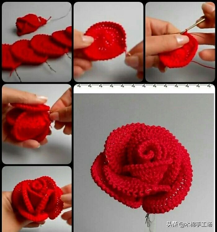 七种玫瑰花的钩编步骤,浪漫永不凋零的玫瑰花折纸
