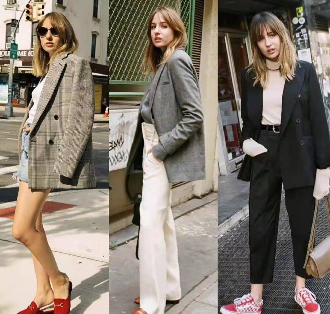 西装学着这样穿显得时髦又高级,过渡季西装这样搭不怕温差且时髦