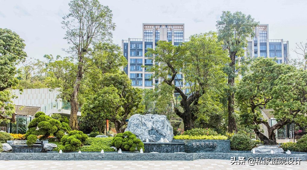 中式庭院石头造景效果图,庭院景观置石技法