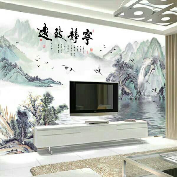 电视背景墙有山水忌讳么,岩板山水电视背景墙效果图