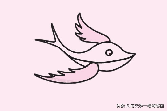 春天树木开花燕子蜜蜂飞来简笔画,简笔画燕子教程幼儿园