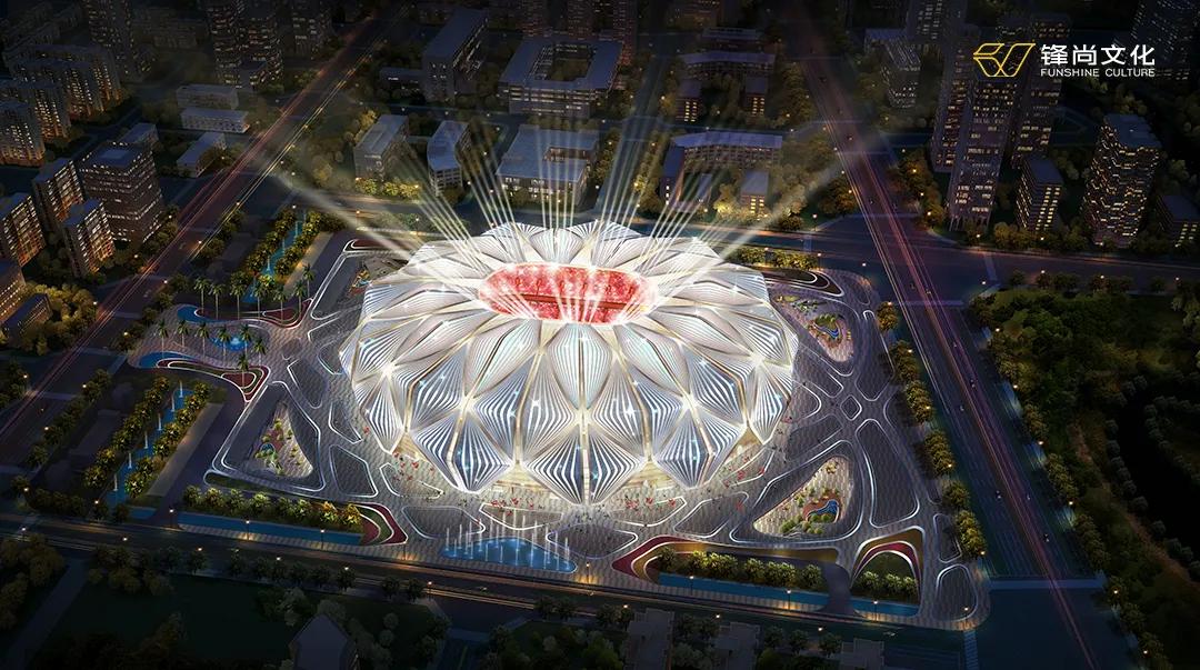 恒大十万人专业足球场图片,恒大十万人球场灯光效果图