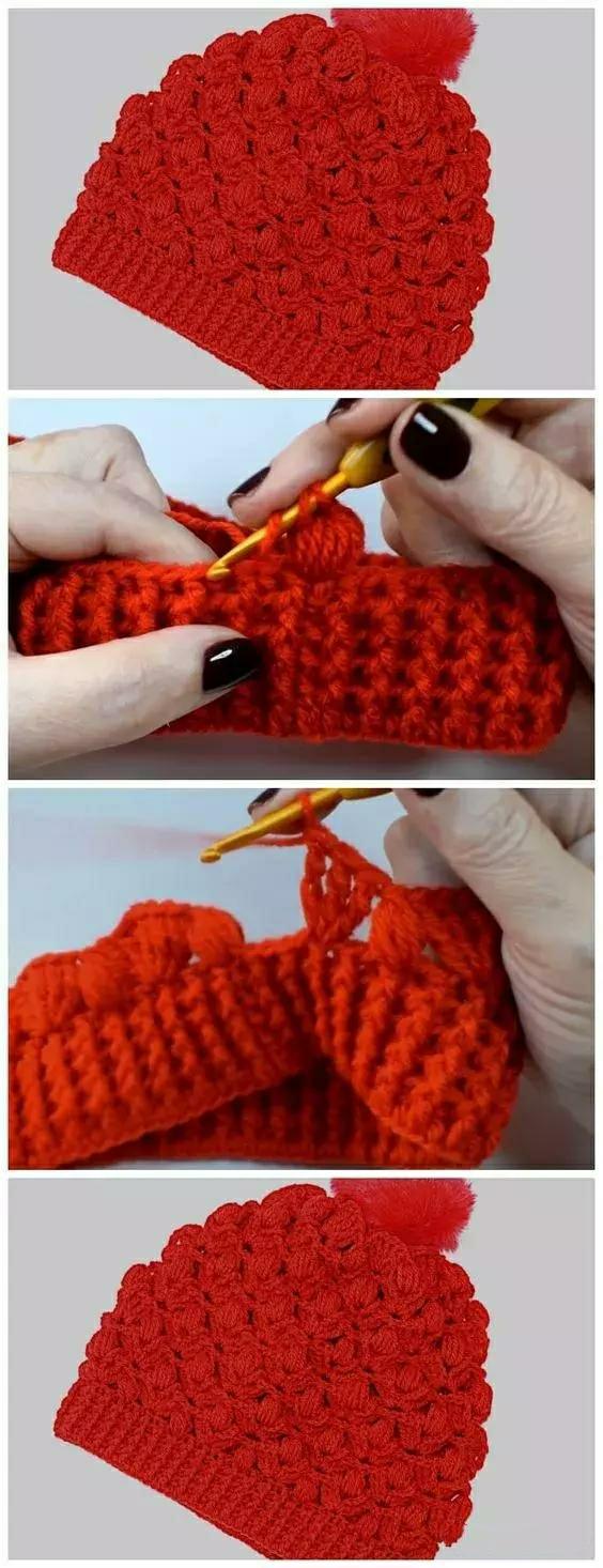 1-3岁宝宝护耳帽子钩法图解,6-12岁儿童帽子针织教程图解