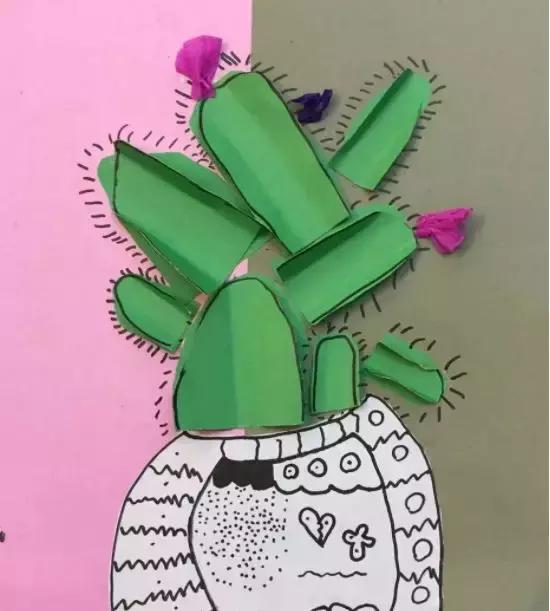 手工卡纸仙人掌盆栽幼儿园,仙人掌手工制作卡纸立体小学生