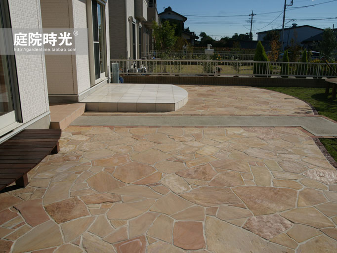 中式庭院古代老石板铺装,庭院铺装样式区域颜色搭配