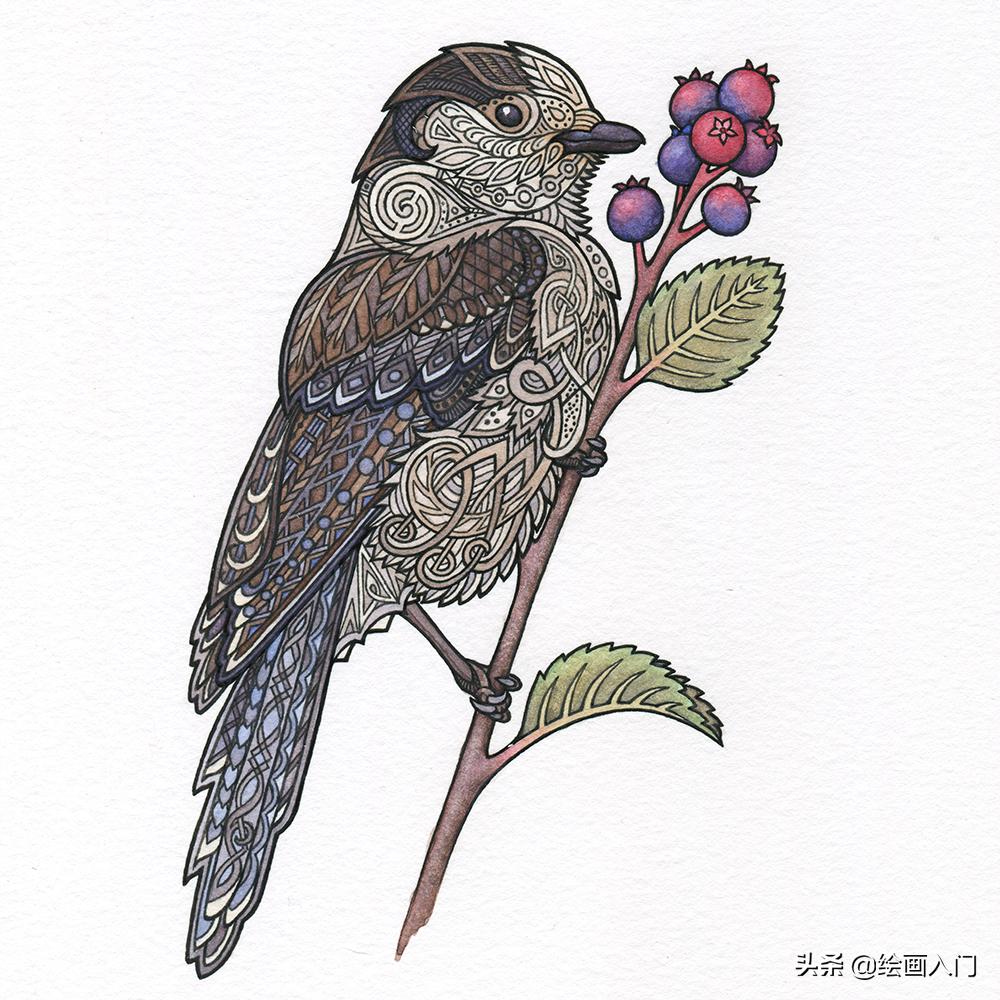 水彩画插画小图案动物,复古气息的几何图形插画