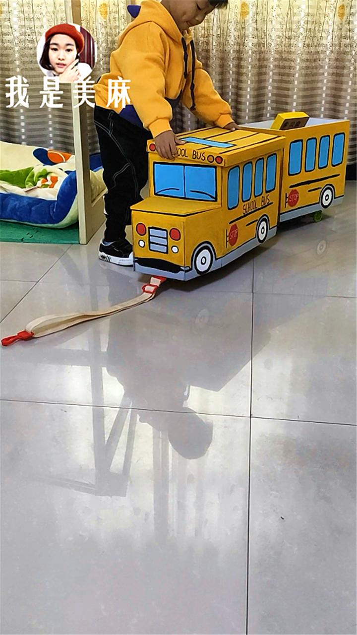 纸箱可以做幼儿园什么手工,手工纸箱校车制作方法