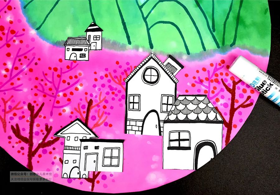 桃花源创意儿童画3-4岁,桃花源记儿童画线稿