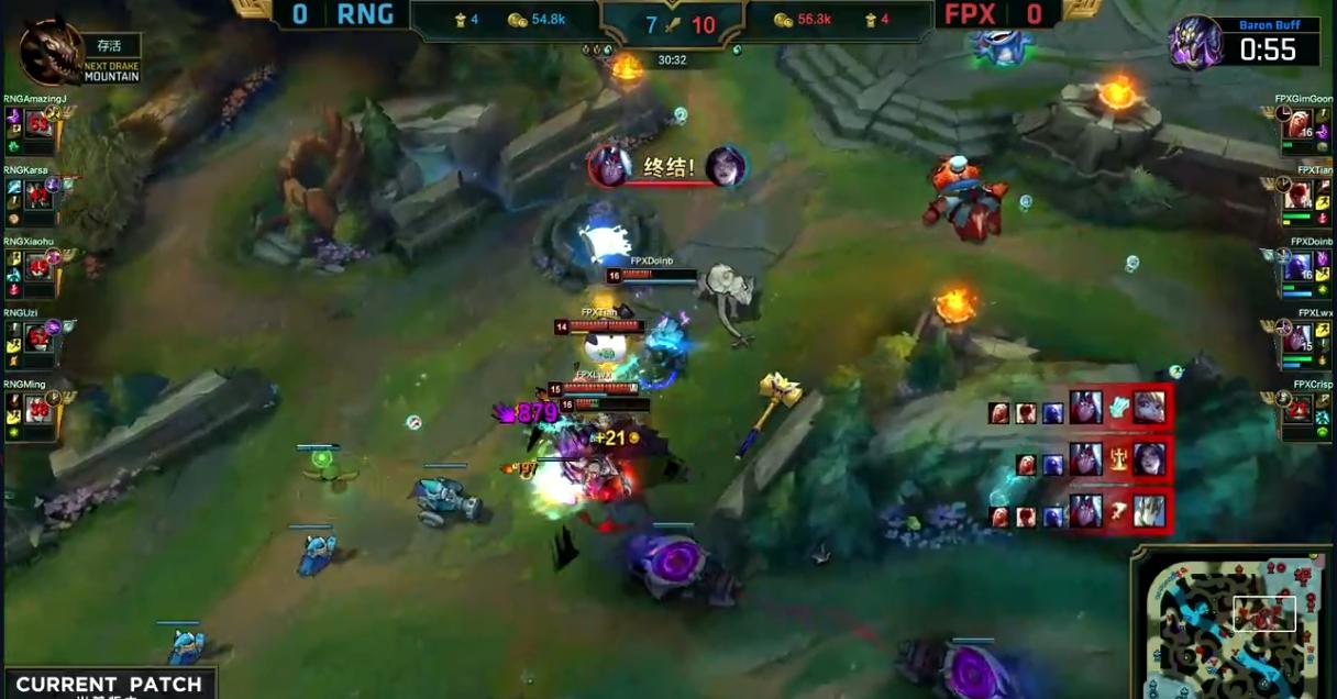 英雄联盟瞎子残血反杀,英雄联盟lpl2019春季赛rng对fpx