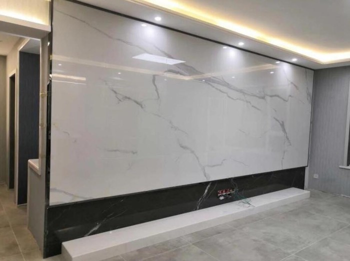 看到价格又犹豫了很久,仿大理石壁布背景墙价格