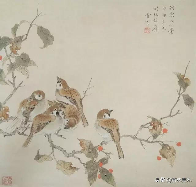 陈之佛工笔花鸟作品临摹,陈之佛工笔牡丹作品图片