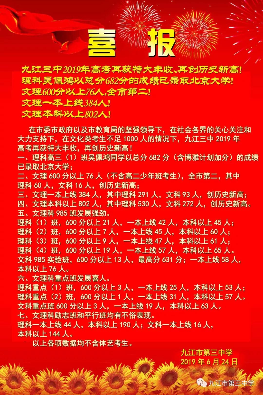 九江二中2019高考喜报,九江高考喜报2009