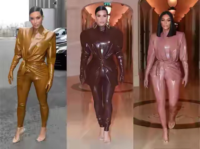 卡戴珊穿“乳胶衣”秀身材，为了美憋着不上厕所，胯太宽脱不下来