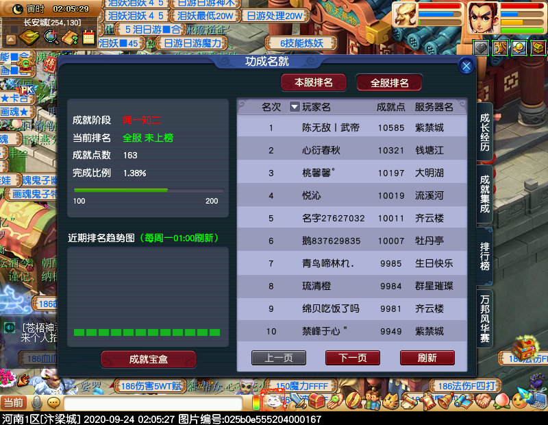 梦幻西游成就全服排名,梦幻西游成就点排名