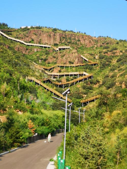 张家口八角台栈道入口,张家口八角台观景图