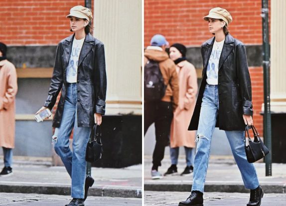中式盘扣皮衣女刘雯,刘雯皮衣穿搭大合集