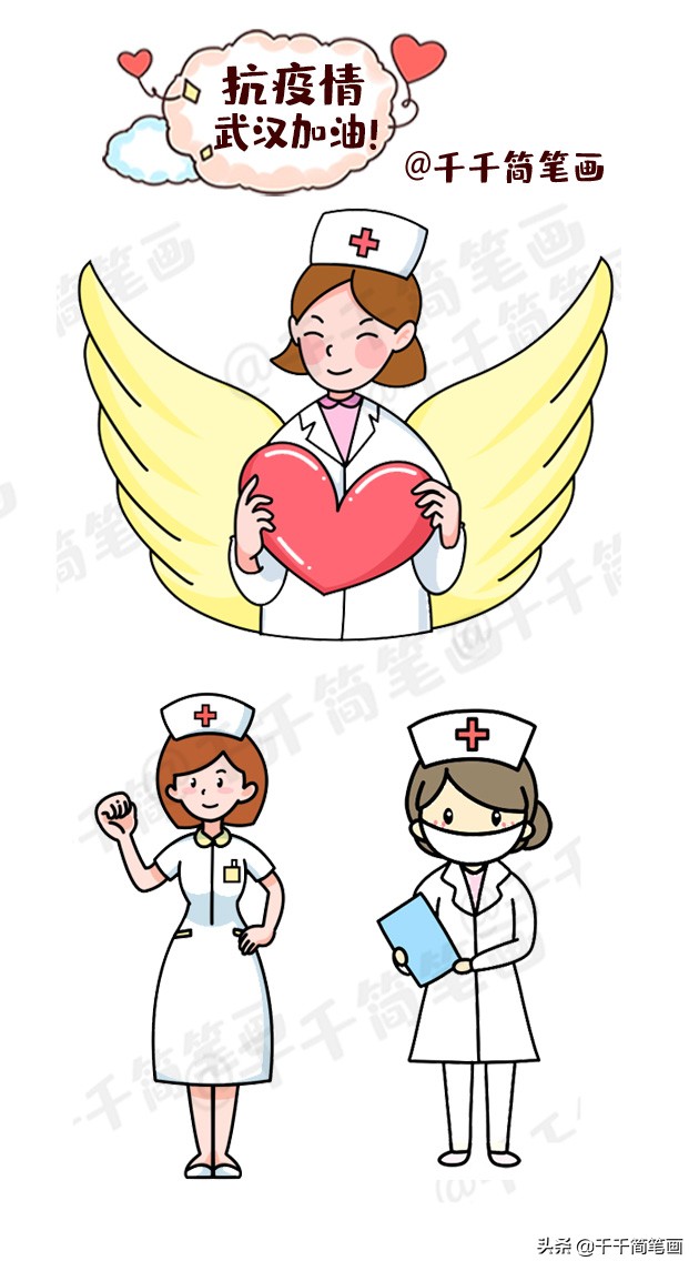 简笔画冠状病毒儿童画,抗击新型冠状病毒手绘画儿童黑白
