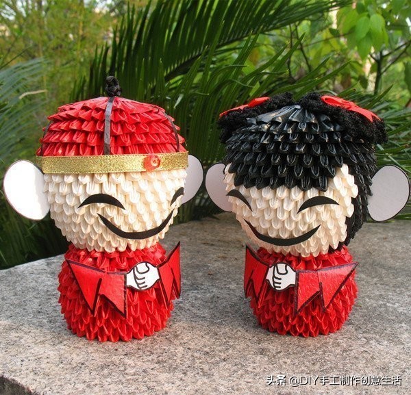 三角插折纸苹果叶子的教程图片,折纸从双三角开始