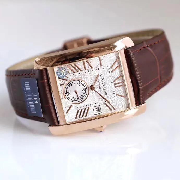 卡地亚坦克系列W5330001英式坦克系列男士两针半全自动机械腕表