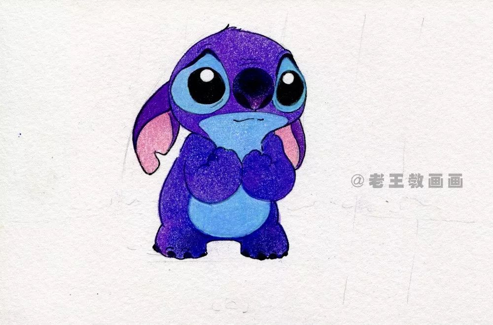 史迪仔坐着彩色简笔画,史迪仔简笔画教程