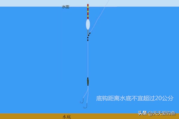 一钩触底一钩悬浮怎么调漂图解,朝天钩立漂调漂的正确方法图解