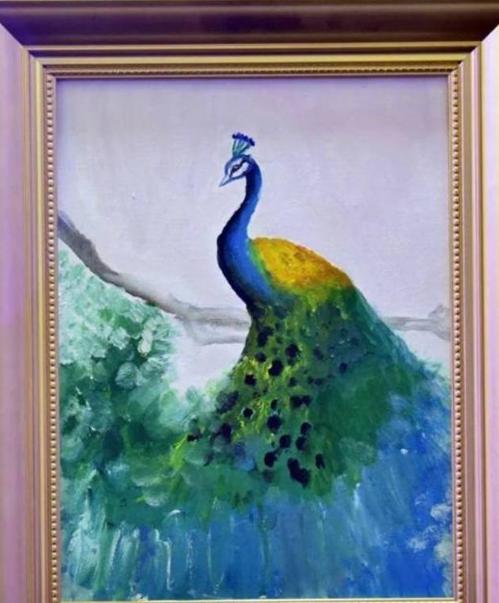 王诗龄绘画作品孔雀,王诗龄画的孔雀怎样