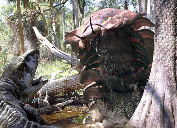 迷雾中的巨型生物大蜈蚣,远古生物长三米的巨大蜈蚣