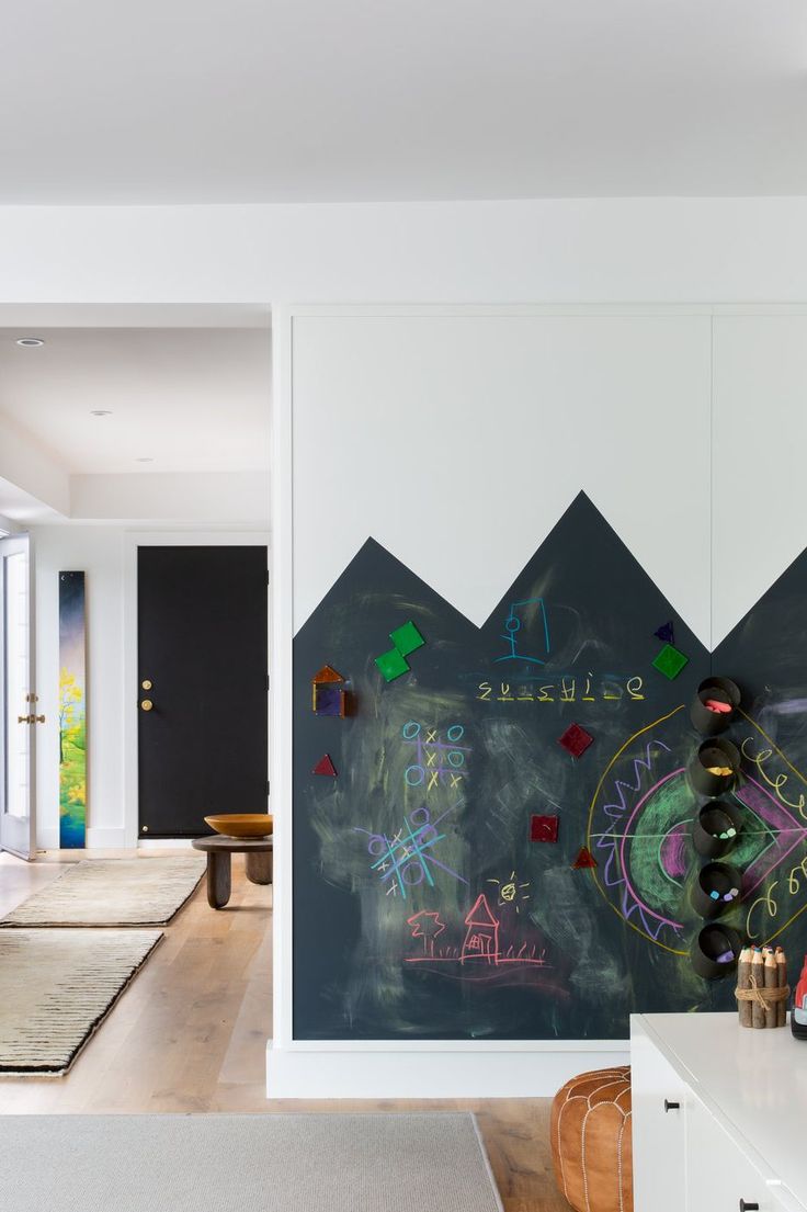 早备个黑板墙就好了！能涂能画实用与颜值兼具，解决了带娃难题