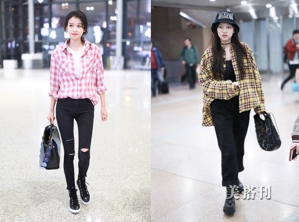 格子控女,格子控女生衬衫