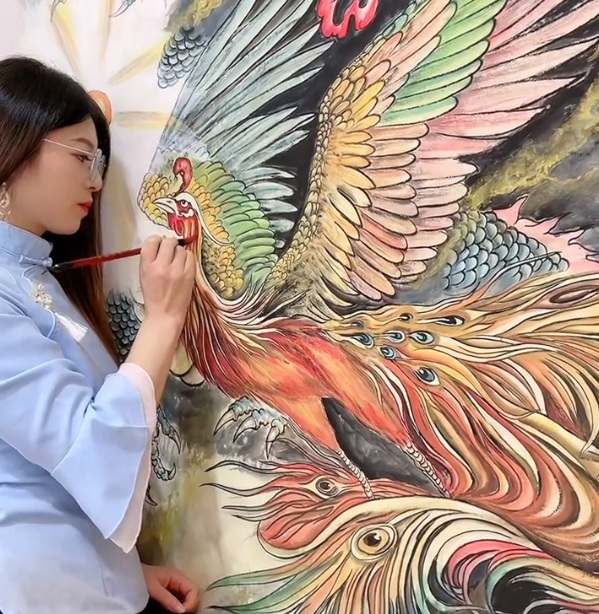 真正的画凤凰鸟视频,高手画凤凰