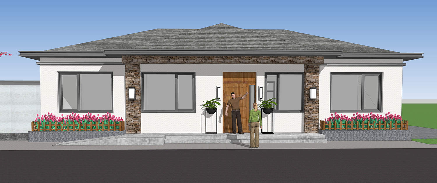 农村自建房养老房一层半怎么设计,农村人盖房子