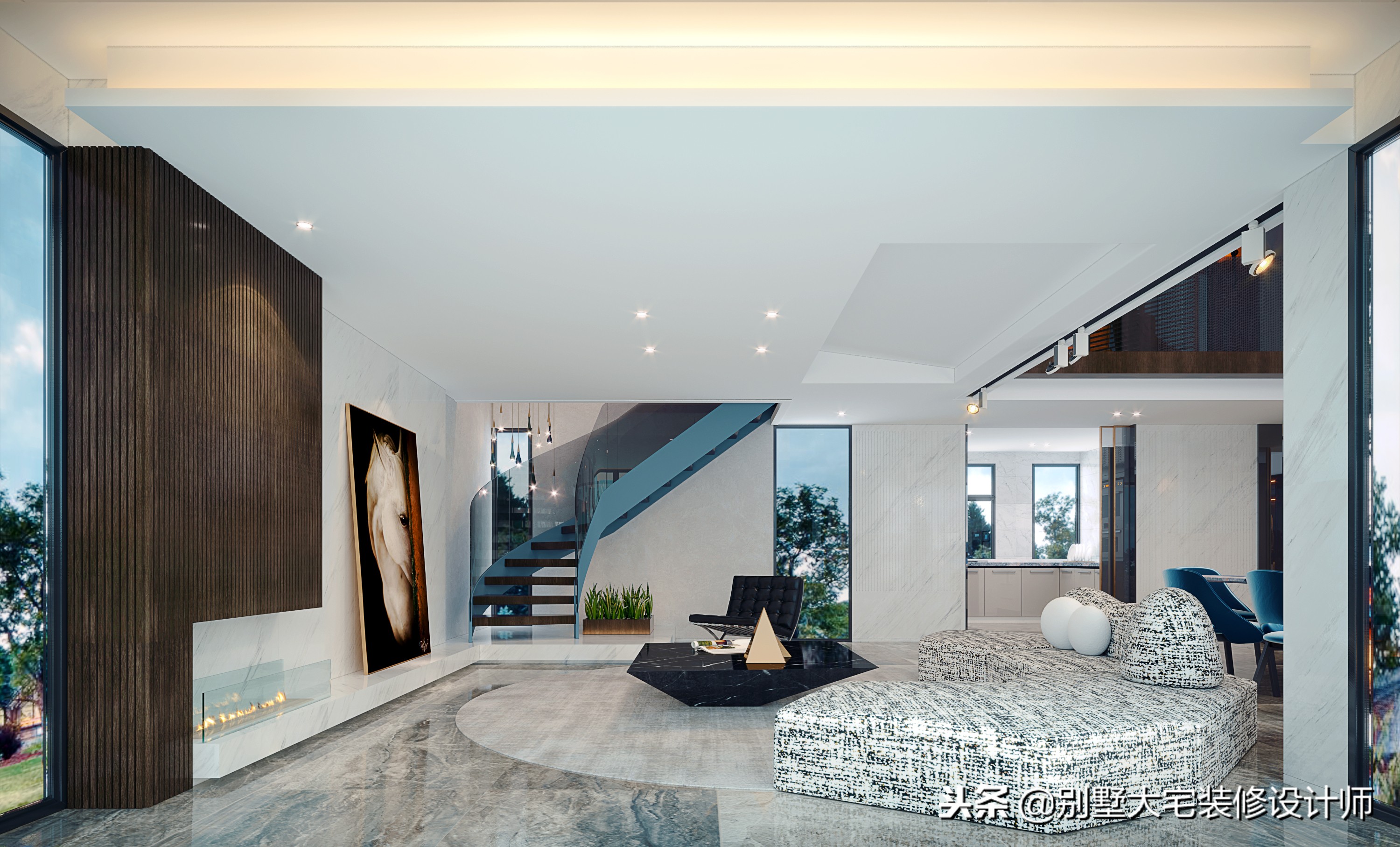 万科经典复式装修效果图,现代别墅装修万科