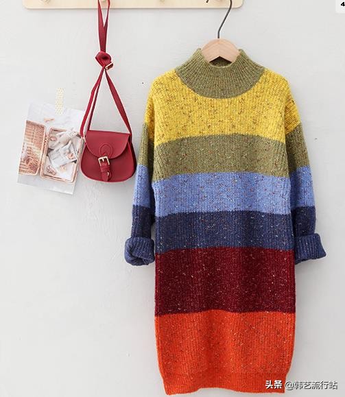 小个子针织毛衣推荐宽松中长款,最新款女士韩版手织毛衣18-21岁穿