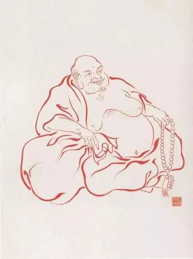 弘一法师的蓝底描金十八罗汉作品,弘一大师100万罗汉图写意