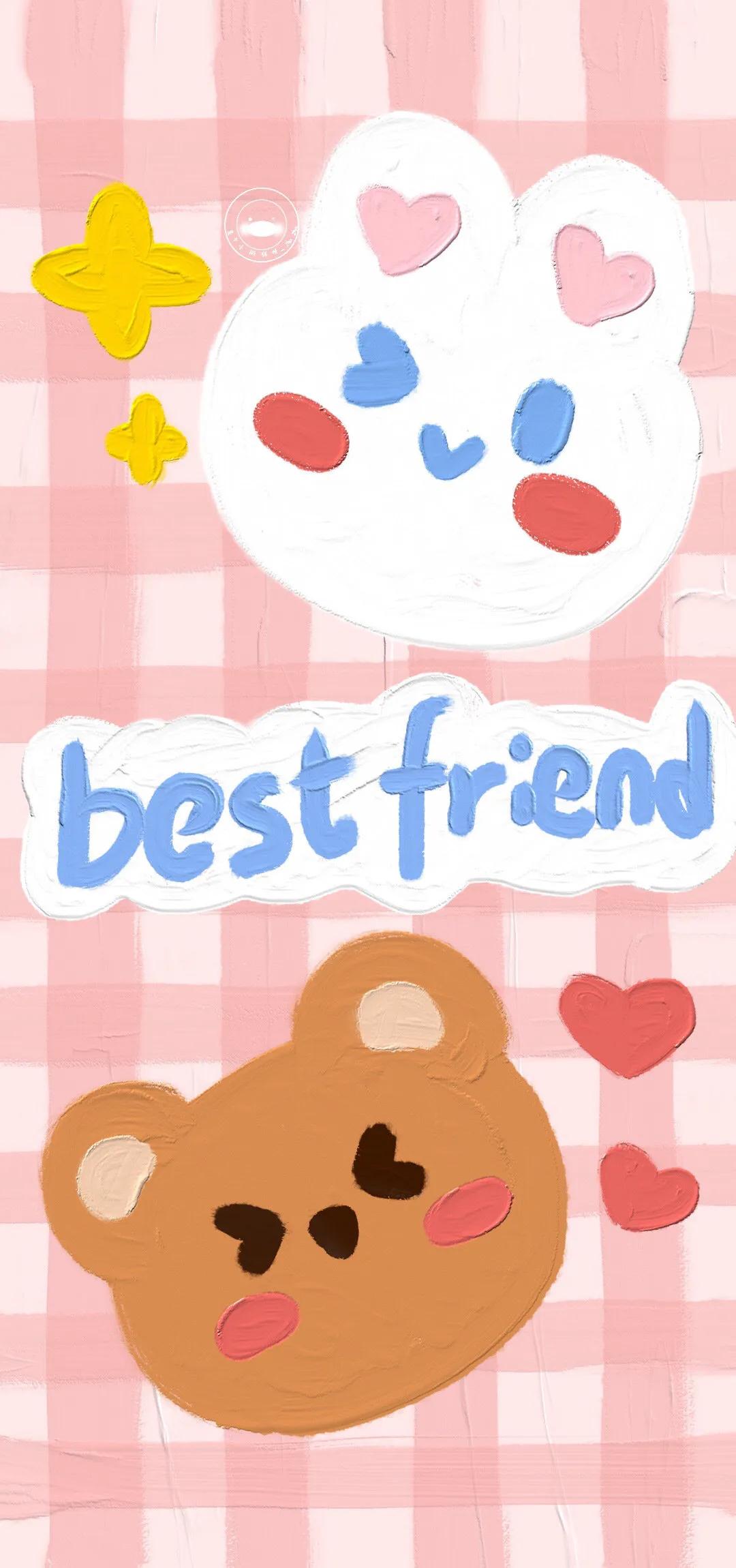 宇航员壁纸卡通可爱油画,ins超火卡通小熊壁纸油画