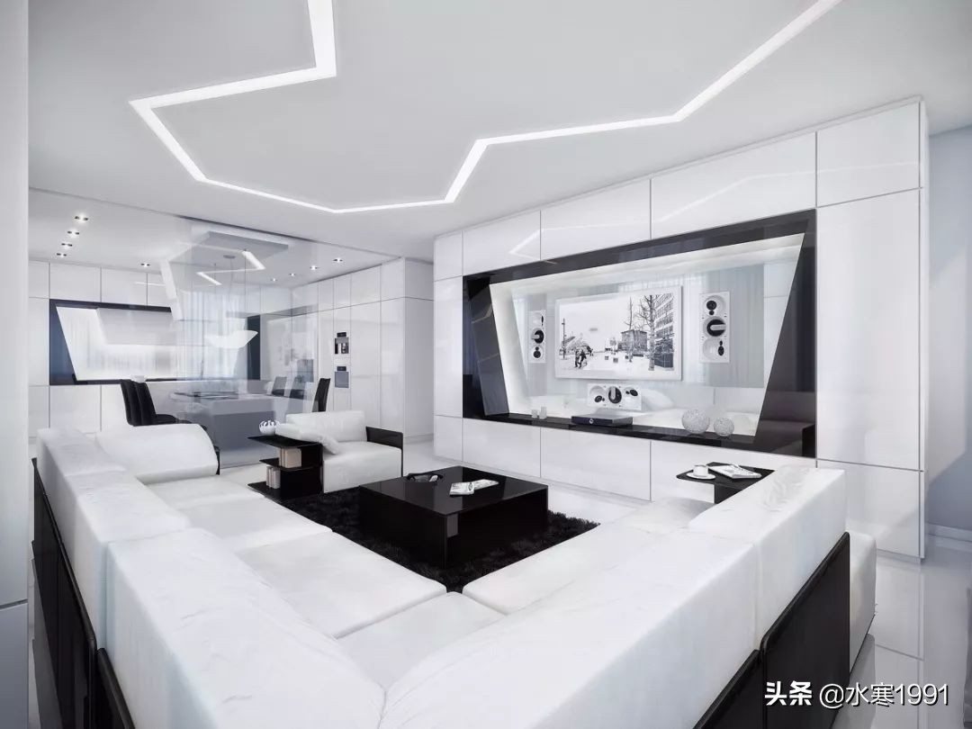 木饰面电视背景墙和隐形门设计,电视背景墙怎么设计让客厅显大