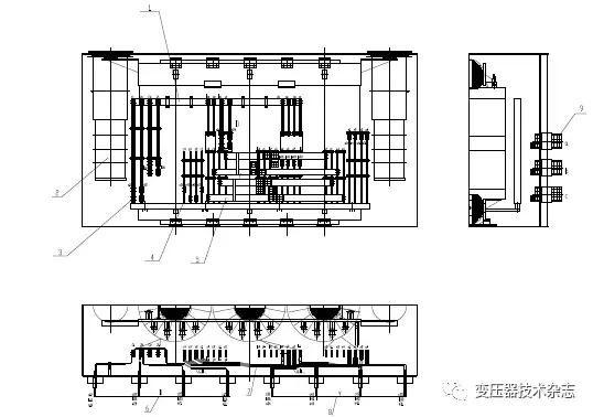 「知识」共轭结构整流变压器低压输出三排八列短网结构引线布置