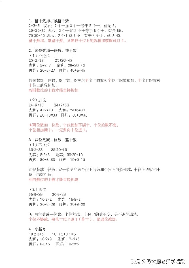 五年级下册数学一单元知识点归纳,一年级下册数学元角分知识点总结